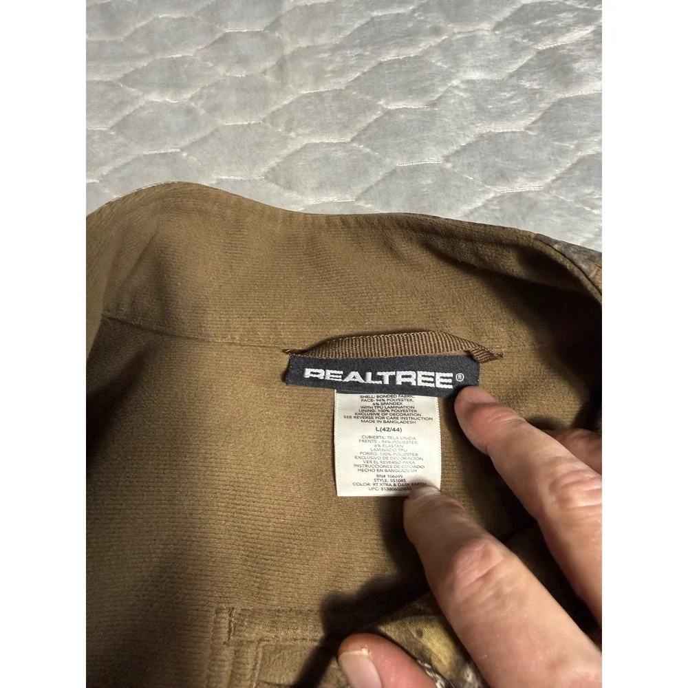 Realtree Xtra Camo Hunting Jacket Mens Large Scent Factor Softshell Full Zip
